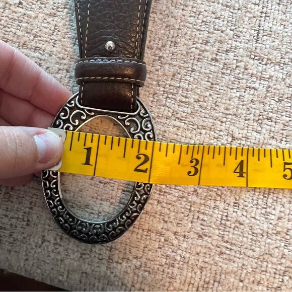 Brighton Deep Brown Pebble Leather Belt Women’s Size Large Buckle & Hook Closure - Picture 5 of 7